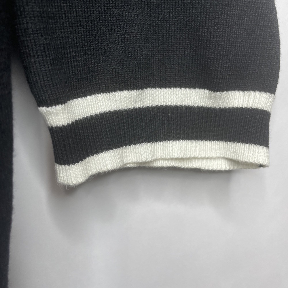 Womens Cardigan Sweater 3XL Black White Trim Old Money Classic Elegant Timeless - Picture 6 of 8
